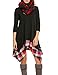 ACEVOG Womens Asymmetrical Casual Feminine Long Sleeve Tunic Shirt Plaid Dress Black XXL