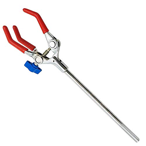 OESS Lab Clamp 3 Prong Finger Style Rubber-Coated Head Large Grip Adjustment Range to 3.6" Rod Length 7"