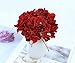 Veryhome Blooming Silk Hydrangea Flower Heads for DIY Bouquets Wedding Centerpieces Home Decor 12pcs red