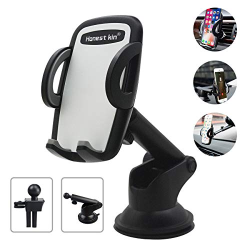 Cell Phone Holder for car HONEST KIN 2 in 1 Universal Car Phone Mount Dashboard/Windshield & Smartphone Car Air Vent Mount Holder Cradle Compatible with iPhone Xs XS Max XR X 8 8+ 7 7+ SE 6s 6+ 6 5s