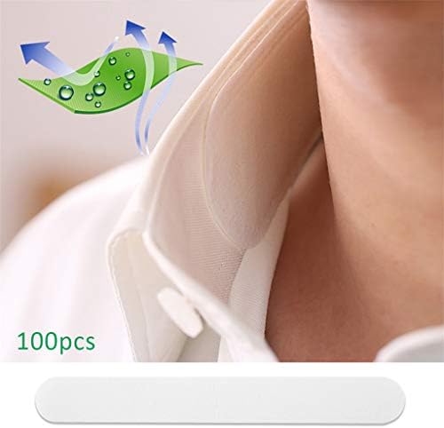 Cocal 100-Pack Disposable Collar Protector Sweat Pads, White Collar Self-Adhesive Neck Liner Pads Feel Fresh & Dry All Day, Invisible Protection Hats Liner Caps Against Collar Sweat & Stains