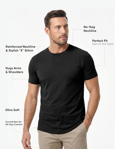 JMIERR Mens T Shirts Cotton Short Sleeve T-Shirts Classic Crewneck Hipster Hip Hop Longline Shirt 1 or 3 Pack