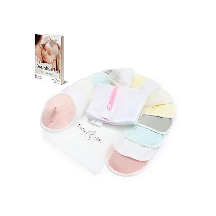 14-Pack Organic Bamboo Nursing Pads - Reusable Breast Pads for Breastfeeding, Nipple Pads, Washable Nursing Pad…