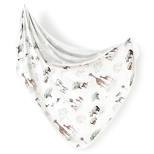 GRSSDER Baby Blankets Super Soft Stretchy Jersey Knit Swaddle Blanket for Baby Girls and Boys, Double Layer Reversible Receiving Blankets 34 x 44, Extra Large for Swaddling