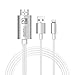 Lightning to HDMI, iPhone to HDMI Cable Lightning Digital AV to HDMI Adapter 6.6ft 1080P HDTV Cable for iPhone,iPad,iPod,Plug and Play by T-CORE(Silver)