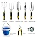 Amzdeal Garden Tool Set Gardening Tool Kits in Chrome-Plated Aluminum Alloy,Garden Accessories Tools Organizer Set Heavy Duty Gardening Work Set with Ergonomic Handle for Women/Men/Gardeners(11Pcs)thumb 1