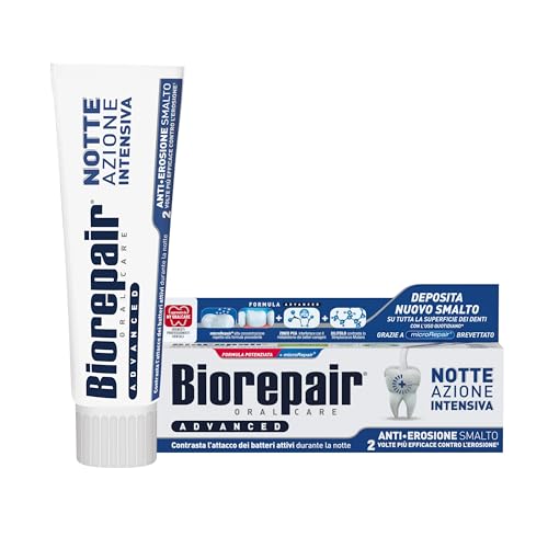 Biorepair, Geavanceerde tandpasta, intensieve nacht, anti-erosie, beschermt en repareert tandglazuur, antibacterieel, met MicroRepair, PCA-zink en xylitol, voor een frisse adem, 75 ml