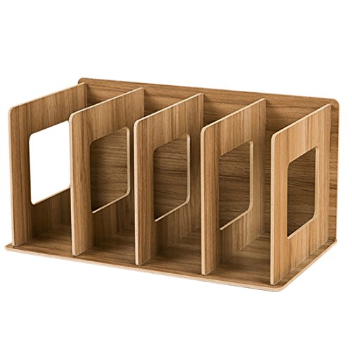 Fcoson Wooden Tabletop Organizer CD DVD Storage Shelves Book Display Shelf Stand Book Rack Wood Color