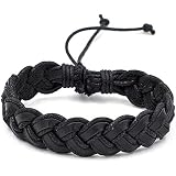 Unisex Braided Black Leather Bracelet