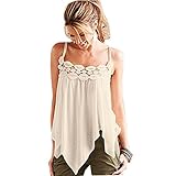 BMJL Women's Summer Cute Asymmetric Lace Embroidery Strap Tank Tops Camisole