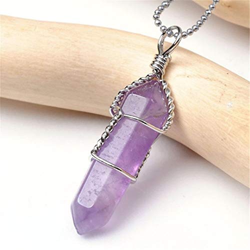 3 Double Terminated Wire Wrapped Pendant One Each of Amethyst, Quartz and Rose Quartz Pendants