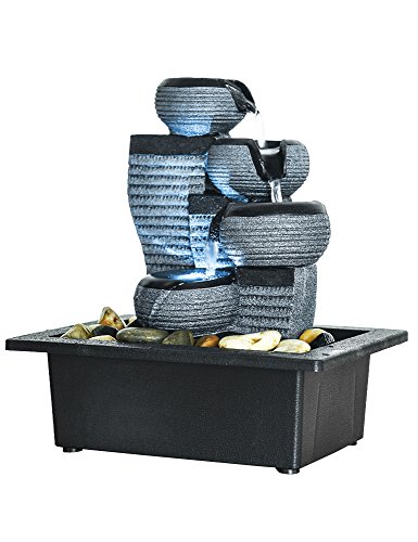 image for BBabe Desktop Waterfall Fountain Decor LED Illuminated Indoor Portable
