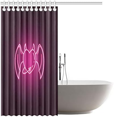 RYUIFI Home Decor Bath Curtain Heart Wings Tail Neon Icon Elements Polyester Fabric Waterproof Shower Curtain for Bathroom 7272 Inch Shower Curtains Hooks Included