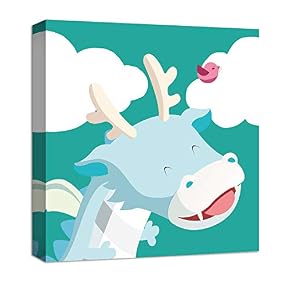 Blue Dragon Painting Artwork for Home Framed for Kids