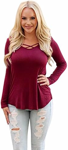 Milazer Women Casual Tops T-Shirt Loose Long Sleeve Blouse (S, Hot Pink)