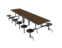 Palmer Hamilton 60T11293010-S12-KMWB Model 60T Mobile Folding Table with 12 Stools, Torsion Lift, Black Frame, 29'' Height, 30'' Width, 120'' Length, Montana Walnut, Black Trim