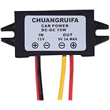 RioRand (TM) - Fuente de alimentación LED para coche, 12 V a 5 V 3 A DC/DC Buck