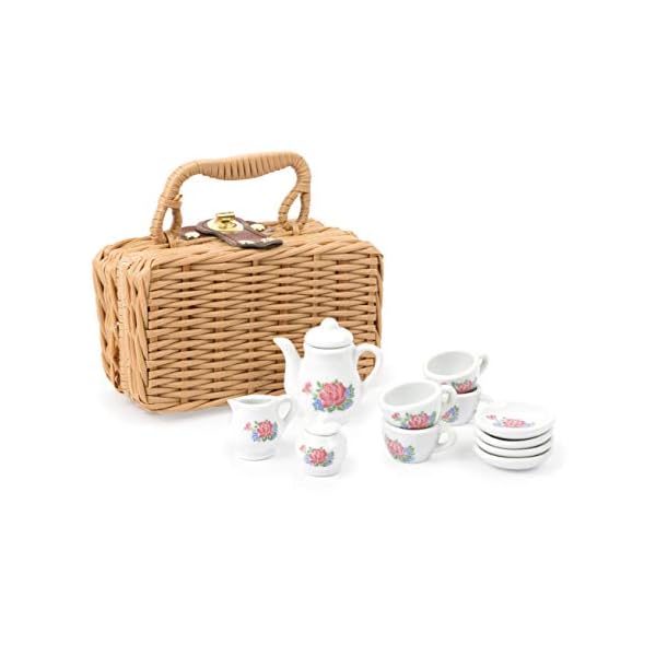 small foot Porzellan-Kaffeeservice im Koffer, 12 TLG. Set, perfekt geeignet für kleine Puppen, ab 3 Jahren, 11274