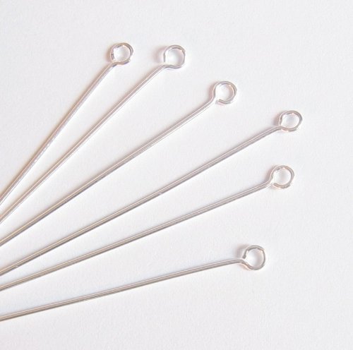 20 pcs .925 Sterling Silver Open Eye Pins 22 Gauge 22GA 1.5?/Findings/Bright
