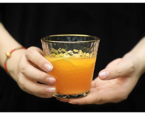 Japanese style wine glass/Set of 2 /24K gold-rimmed/cocktail, Americano,water,lemonade.