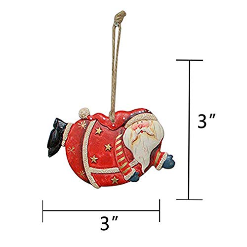 WHY Decor Cute Resin Santa Claus Tree Ornament Decorative Hanging Santa Claus  Decoration Santa Claus ornament Xmas Ornament Holiday Decor for Home Party Set of 6 - Thumbnail 6