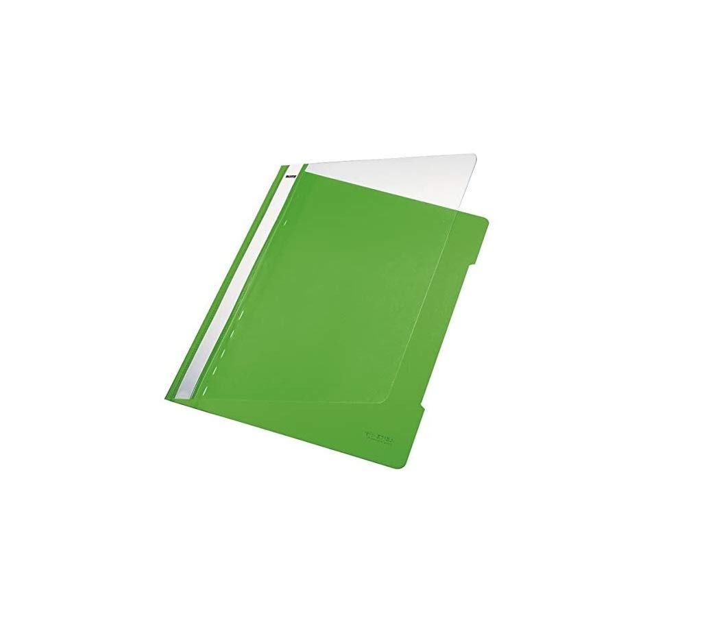 Leitz A4 Standard Plastic File, 30 Percent Pre-Consumer Recycled Plastic, Flatfile for A4 Sheets, 60 Sheet Capacity, Light Green, 41910050