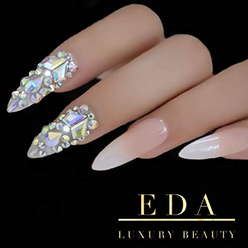 EDA LUXURY BEAUTY NUDE PINK OMBRE WHITE FRENCH 3D JEWEL DESIGN Press On Nails Full Cover Acrylic Nail Kit Artificial Nail Tips False Nails Extra Long Round Pointed Almond Stiletto Nail Art Fake Nails 5 EDA LUXURY BEAUTY NUDE PINK OMBRE WHITE FRENCH 3D JEWEL DESIGN Press On Nails Full Cover Acrylic Nail Kit Artificial Nail Tips False Nails Extra Long Round Pointed Almond Stiletto Nail Art Fake Nails