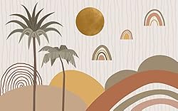 Muravie Boho Palm Tree with Sun Wallpaper- Boho