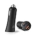 Car Charger Metal Black, MiCar 31.5W Dual USB Supporting Quick Charge 3.0 Safe Car Charger for iPhone 7Plus, iPad, Samsung Galaxy, Note, LG, Nexus and More