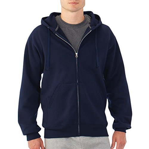 Fruit of the Loom Best Collection & # 8482 Forro polar con capucha con cierre completo para hombre Pequeña JNAVY / CHARCOAL HEATHER