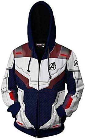 Unisex Cosplay Hoodie, Movie Hero 3D Printed Quantum Zipper Sweatshirt Jacket for Halloween, Cosplay