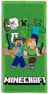, Toalla de Playa Minecraft, 70 x 140 cm, Toalla de Playa o Piscina, 100% algodón Suave, práctica y Ligera