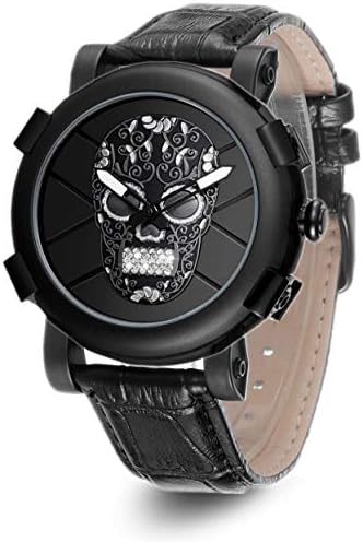 Skone Unique Skull Watches for Men, Cool Skeleton Sports Waterproof Mens Rectangle Watches Gift, Fashion Silicone Big Face Watches for Men reloj de Hombre