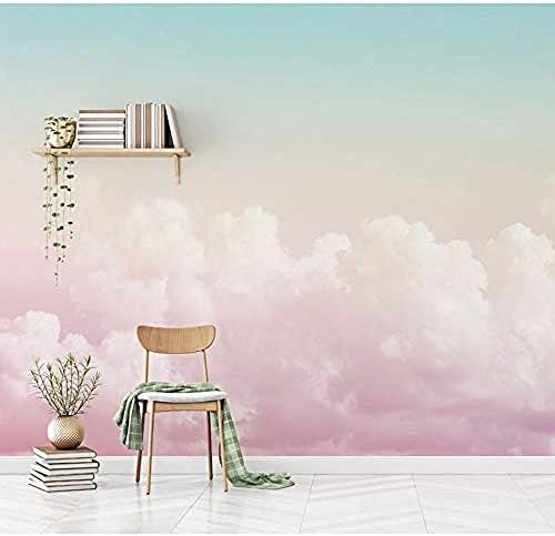 Raiev 5D/8D Custom Pink Cloud 3D Cartoon Sky Wallpaper Murals for Walls Girls Baby Room 3D Cartoon Mural 3D Wall Paper Sky Sticker-D