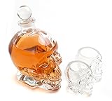 Large Skull Face Decanter with Skull Shot Glasses Use Skull Head Cup For A Whiskey, Scotch and Vodka Shot Glass, 25 Ounce Decanter 2 Ounces Shot Glass