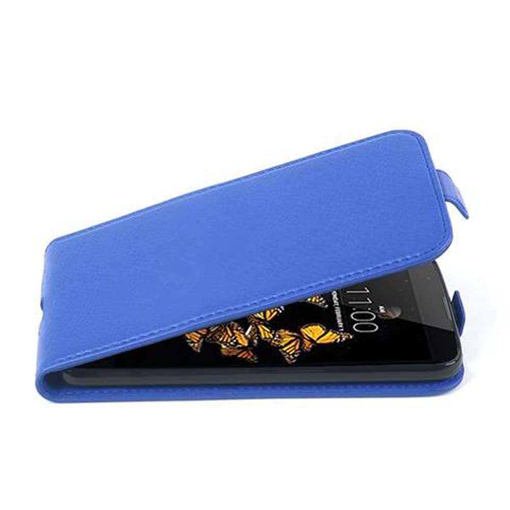 cadorabo Case works with LG K8 2016 in NAVY BLUE - Flip Style Case made of Structured Faux Leather - Wallet Etui Cover Pouch PU Leather Flip