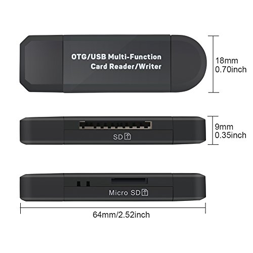 SD Card Reader, Nobebird Micro SD card Reader/Writer for SD/SDHC/MMC II/RS MMC/Micro SD/Micro SDHC/Micro SDXC, Micro USB OTG to USB 2.0 Adapter for Smartphones/Tablets/Laptops/PC with OTG Function