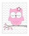Cute Pink Owl Home Wall Decor Prints - 3 Piece Decoration Photo Set - for Baby Girls Bedroom/Nursery/Playroom Art - Blush Pink Sleeping Nature Woodland Owl Animal and Sweet Dreams Quote with Stars