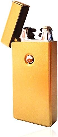 Dual Arc, Electronic Lighter, Rechargeable Lighter Windproof, Cigarette Lighter, Candle Lighter - USB Lighter with USB cable and Gift Box (Golden)