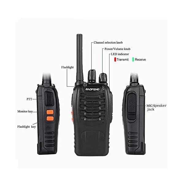 Nineaccy Walkie Talkies Rechargeable Walkie Talkie Long Range 2 way radio Set Walky Talky with Earpieces Handheld Transceiver with LED Light for Adults- (2 Pcs)