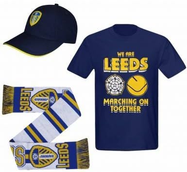 Leeds United Ultimate Fan T-Shirt, Cap &amp; Scarf Set
