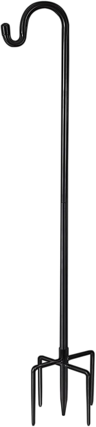 Outdoor Shepherd's Hooks - JIER Outdoor Shepherds Hook with 5 Prongs Base, 65 Inch Hummingbird Feeder Stand, Adjustable Garden Hanger Hook for Bird Feeder Pole, Hanging Flower Basket, Solar Light, and Wedding Decor