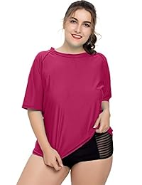 Camisa de natación de manga corta para dama Sociala Plus Size Rashguard UPF 50+ Rash Guard