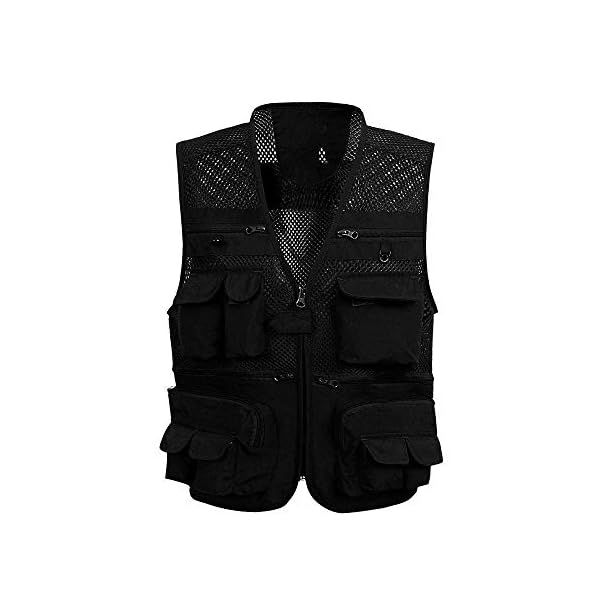 Angel Weste Für Herren,Mens Summer Breathable Mesh Multifunktionale Outdoor Outdoor Schwarz Angeljacke Weste Camping…
