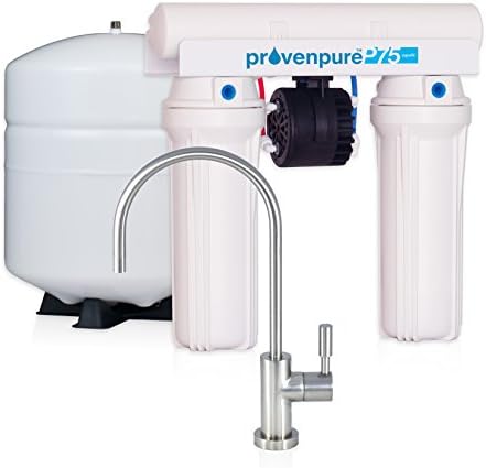 ProvenPure P75 High Efficiency Reverse Osmosis Water System, RO Water Filter w/ Modern Brushed Nickel Faucet &amp; Permeate Pump