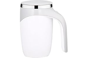 HUEDIMBOENE Automatic Magnetic Stirring Coffee Mug, Rotating Home Office Travel Mixing Cup, Funny Electric Stainless Steel Self Mixing Coffee Tumbler, for Coffee, Milk, Cocoa, Tea, Beverages, Gift, White