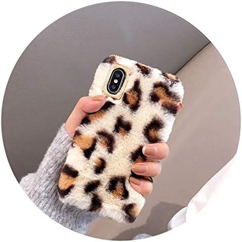 Winter Plush Leopard Dot Phone Case for iPhone 7 8 6 6S Plus X Soft Rabbit Hair Fur Case for iPhone Xs Max Xr Cases,White,for Xr 6.1 Inch