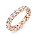 NYC Sterling 3mm Round Sterling Silver 925 Cubic Zirconia Cz Eternity Engagement Wedding Band Ring