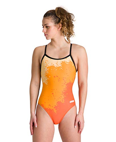 ARENA Spraypaint Light Drop Back MaxLife One Piece Swimsuit, Nectarine - Black,…