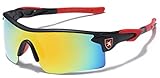 Premium Polarized Mirror Lens Sports Cycling Fishing Sunglasses - Black & Red